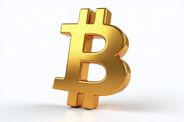 render golden bitcoin symbol digital format isolated clean white background cryptocurrency artwork