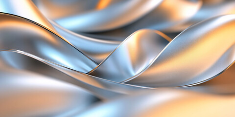 Abstract waves of metallic fabric in soft lighting.
