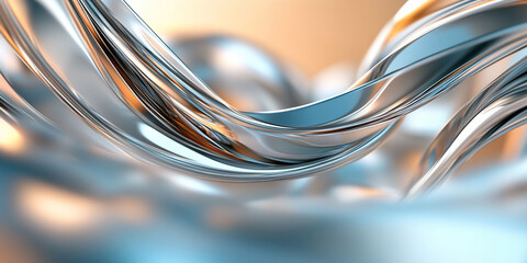 Abstract metallic waves in soft lighting.