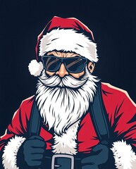 Edgy Santa Claus in Sunglasses