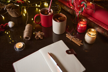 Cozy holiday table with treats