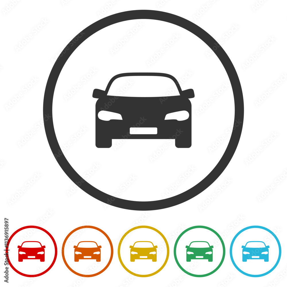 Poster car simple icon. set icons in color circle buttons