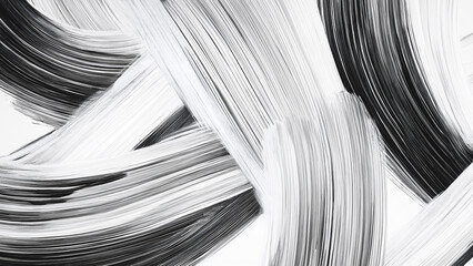 Abstract art with black and white brush strokes against a textured paper background. The detailed curves and high contrast bring depth and sophistication to this artistic composition.
