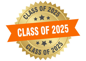 CLASS OF 2025 GOLDEN LABEL ISOLATED ON TRANSPARENT BACKGROUND