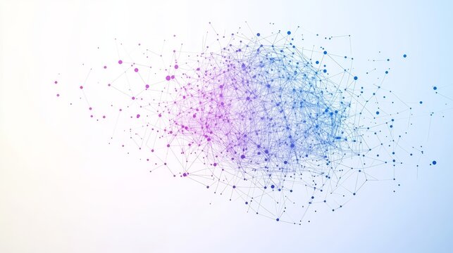 Elegant abstract vector of blue and purple dots creating an ai brain design for tech projects