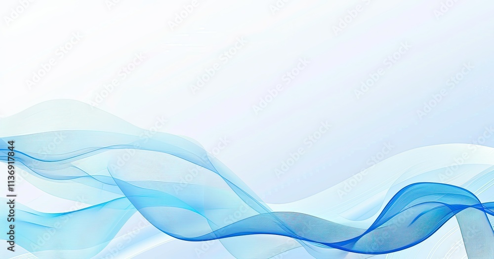Poster abstract blue wave design with soft gradients and flowing lines.