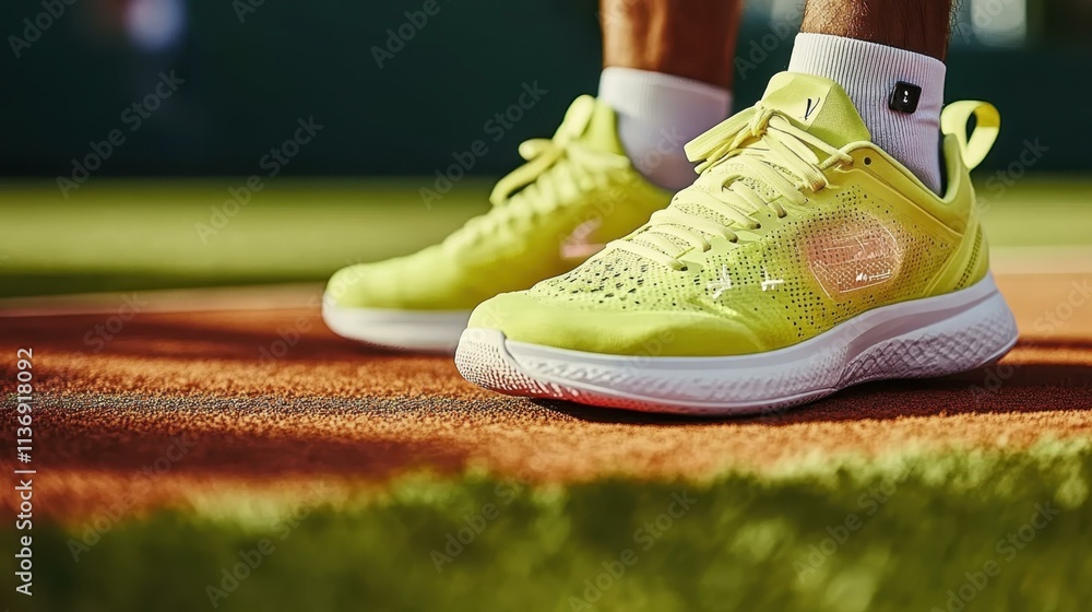 Poster fitness wearables in use a tennis player analyzing their game performance using data from their wear