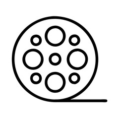 film reel icon, photography day line art, photography day icon - simple black line art icon of film reel, for photography day celebrations. photography vector art.