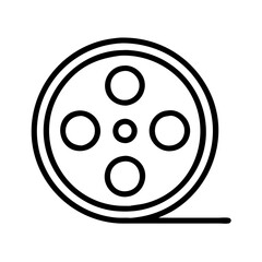 film reel icon, photography day line art, photography day icon - simple black line art icon of film reel, for photography day celebrations. photography vector art.