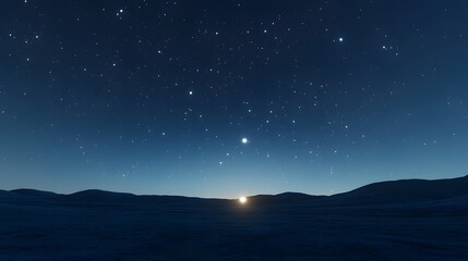 Fototapeta premium Night Sky Over Rolling Hills And Distant Star