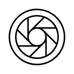 camera aperture icon, photography day line art, photography day icon - simple black line art icon of camera aperture, for photography day celebrations. photography vector art.