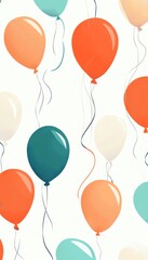 Vibrant coral, orange, and turquoise balloons soaring in the sky for a contemporary birthday theme