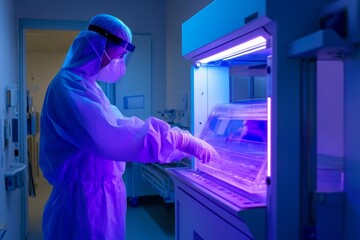 Radiant medical professional utilizing uv light for effective equipment sanitization