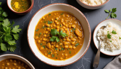 A top-down view of Indian Golden Lentil Dal