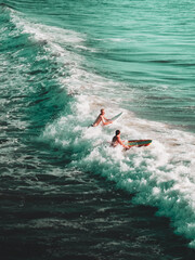 surfers in action