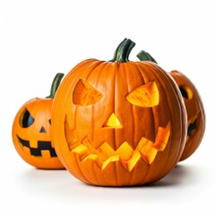 Halloween pumpkins isolated on a white background.


