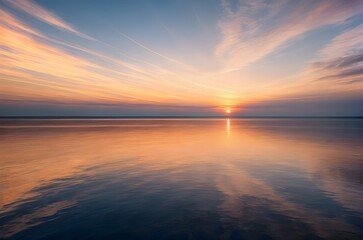 Obraz premium 夕焼け, 空, 水, 海, 太陽, 日の出, 湖, 海, 雲, 風景, 