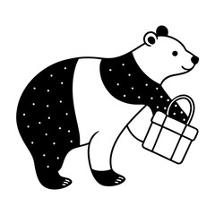 Polar bear carrying a sack of Christmas presents