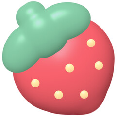 Strawberry 3D cute hand drawn puffy stickers