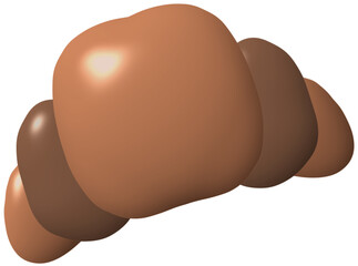 Croissant 3D cute hand drawn puffy stickers