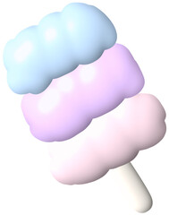 Cotton candy 3D cute hand drawn puffy stickers