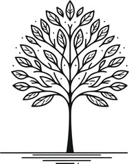 Obraz premium Simple Line art of Tree, black color vector art