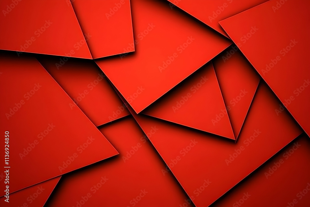 Poster abstract red geometric background. overlapping shapes create a dynamic, modern design ideal for pres