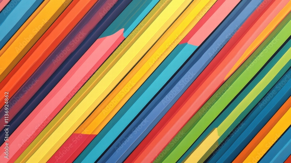 Poster a dynamic array of diagonal stripes in bright colors creates a lively and cheerful atmosphere, inspi