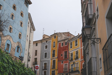 Cuenca streets with colorful houses.