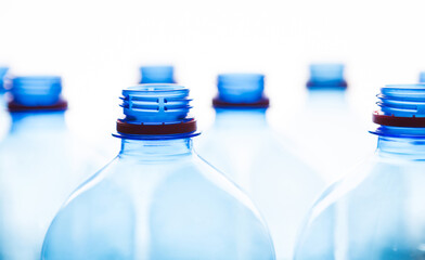 Save the environment concept. Set of empty Plastic bottles isolated on white background, copy space