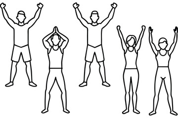 Athlete Victory Pose Line Art Triumphant Figure Design