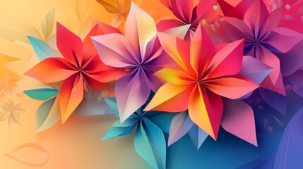 Obraz premium Abstract origami flowers for banners, websites, or posters; vector design and creative concept. 