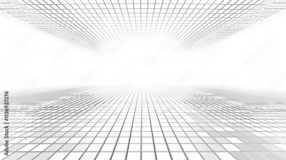 Aufkleber a minimalistic grid pattern fading into a bright horizon, suggesting depth and perspective.