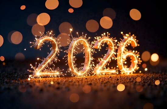 The inscription new year 2026. sparklers
