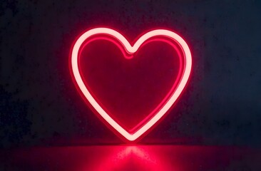 neon heart in the center . dark tone