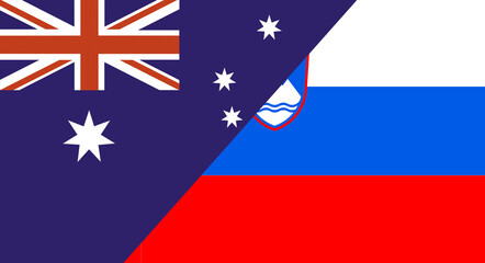 Flag of Australia and Slovenia. Sports competitions. Political relations
