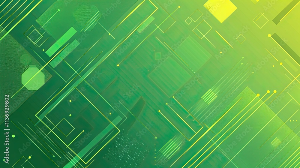Poster abstract green geometric design with lines and shapes for digital backgrounds or graphics.