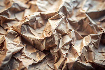 A close-up of crumpled brown paper, showcasing intricate textures and folds, evoking a sense of depth and organic beauty.
