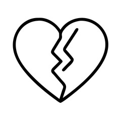 broken heart for love poems icon, poet’s day line art, poets icon - simple black line art icon of broken heart for love poems, symbolizing poets day celebrations. poet vector art.