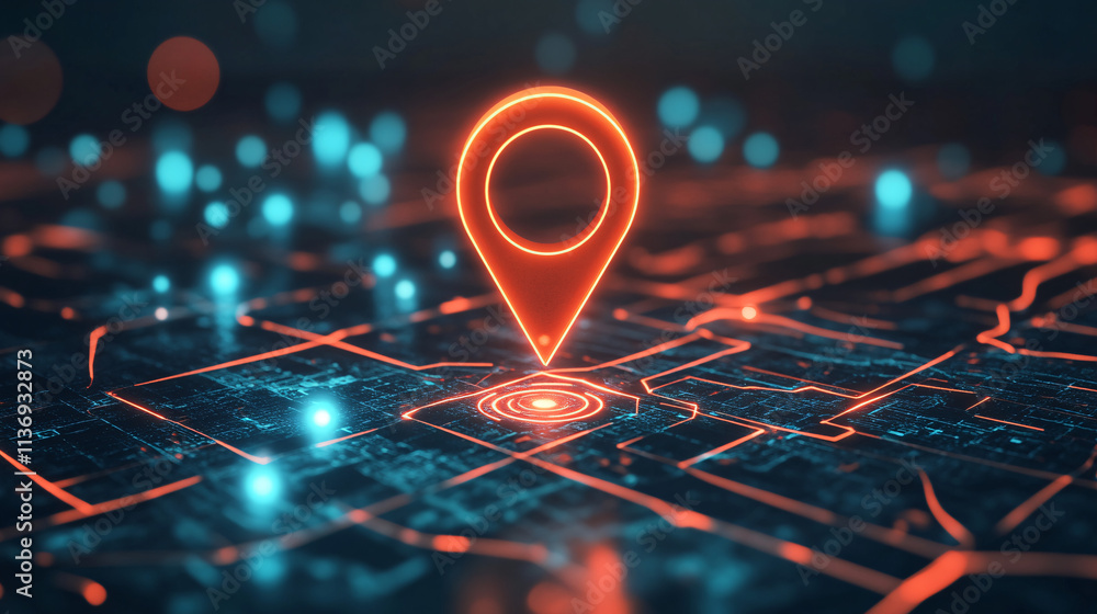 Aufkleber virtual land plot icon with gps and mapping data overlays, representing real estate development and 