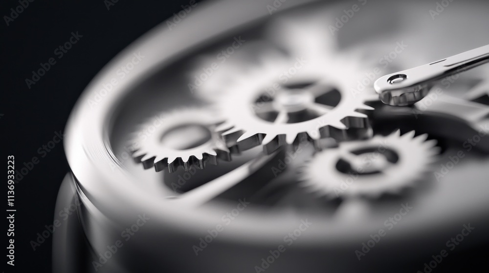 Poster close-up of a collection of interlocking gears, showcasing the intricate engineering and precision o