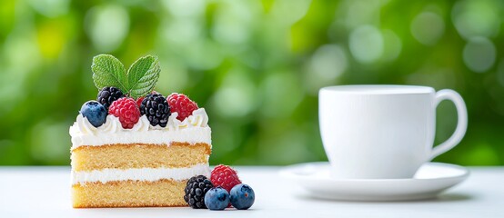 I arranged a white table at home for breakfast, complete with a mug of coffee, a glass of milk, and a slice of cake from the bakery. It was a delightful way to start the day, even though it wasn't.