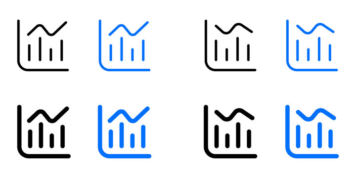 Profit icon. Growth and decline illustration. Investment increase and decrease symbol. Financial chart sign. Statistic arrow pictogram.