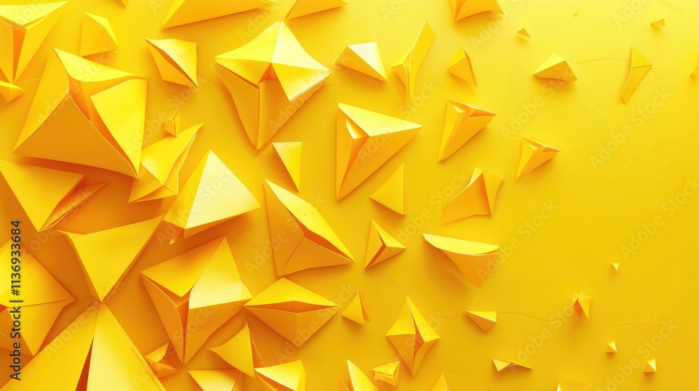 Aufkleber a vibrant arrangement of yellow geometric shapes creating a dynamic visual effect.