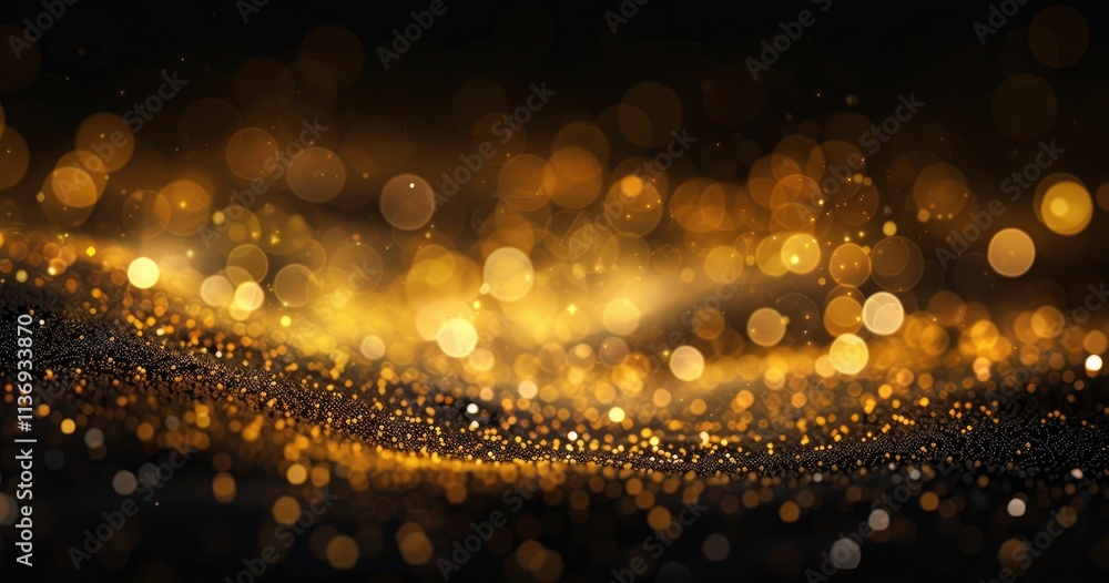Poster a shimmering abstract background of golden bokeh lights creating a magical atmosphere.