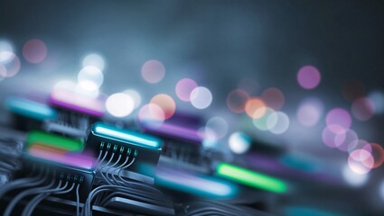 データの流れを表現するネットワーク接続が広がる未来的なテクノロジー背景画像。生成AI