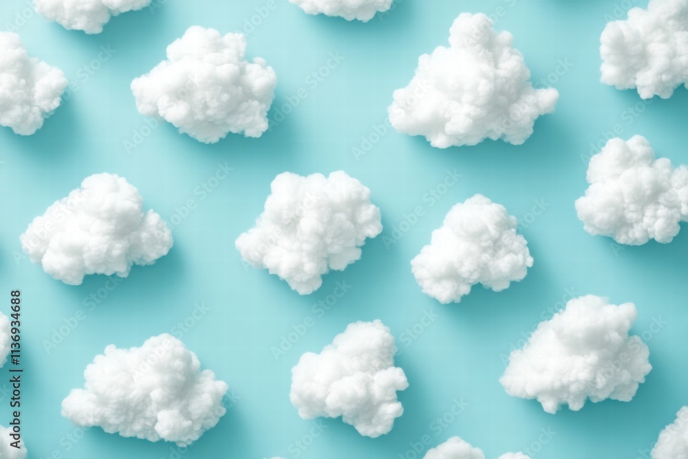 Aufkleber fluffy white clouds gently float across a soft blue backdrop, evoking a sense of calm and tranquilit