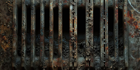 Close-up of Rusted and Soiled Metal Grate