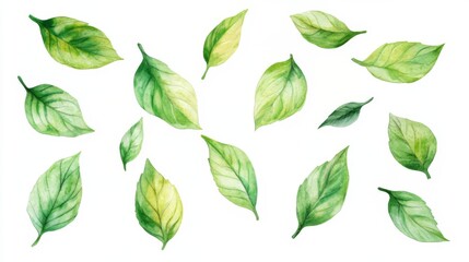 Watercolor Green Leaves Pattern - Fresh Botanical Illustration