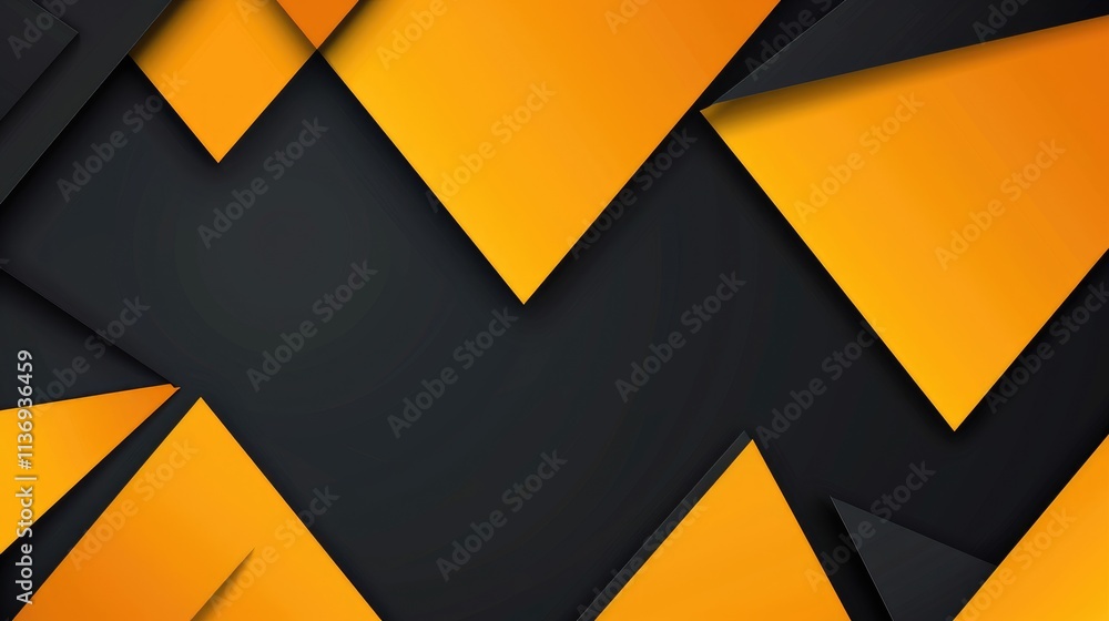 Poster abstract design featuring overlapping orange shapes on a dark background.